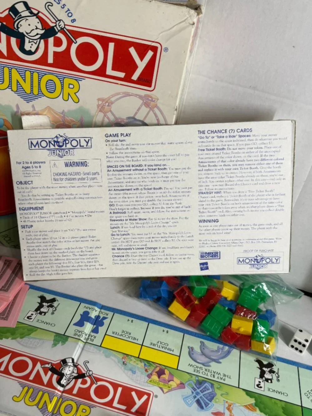 Parker Brothers Monopoly Junior Carnival Complete Board Game 1999 Vintage Roller